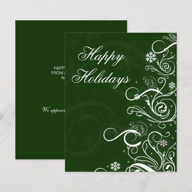 Budget Christmas Tree Green Business Holiday Card (Front/Back)