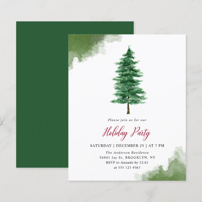 Budget Christmas Tree Green Holiday Party Flyer (Front/Back)