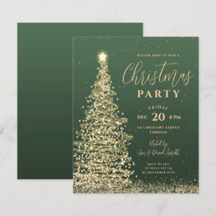Budget Christmas Tree Party Green Holiday Invite