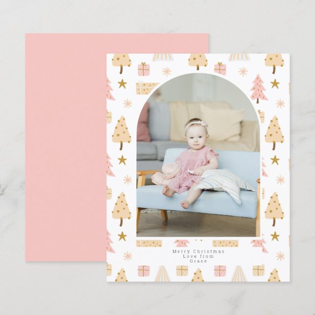 BUDGET Christmas Tree Pink Photo Personalised (Front/Back)