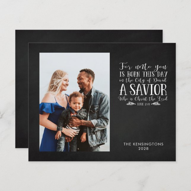 Budget Christmas Verse Typography Holiday Photo (Front/Back)