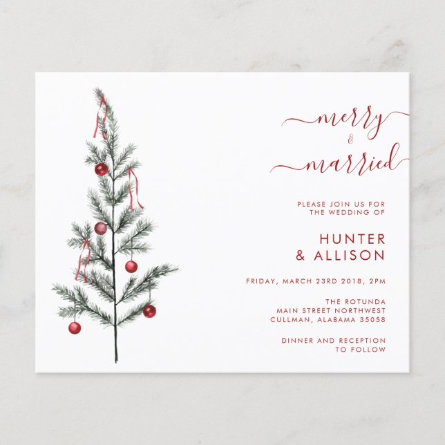 BUDGET Christmas Wedding Invitation Flyer (Front)