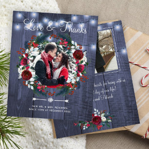 Budget Christmas wedding newlyweds photo thank you