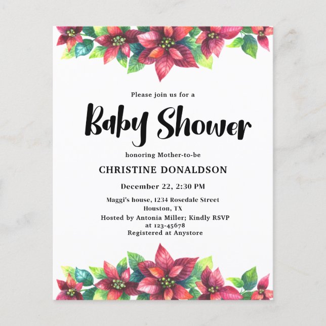 Budget Christmas Winter Baby Shower Invite (Front)