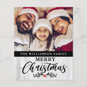 Budget Christmas Wood Family Photo Christmas Card 