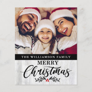 Budget Christmas Wood Family Photo Christmas Card 