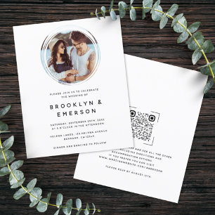 BUDGET Circle Photo QR Code Wedding Invitation