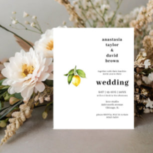 Budget Citrus Lemon  Wedding Invitation
