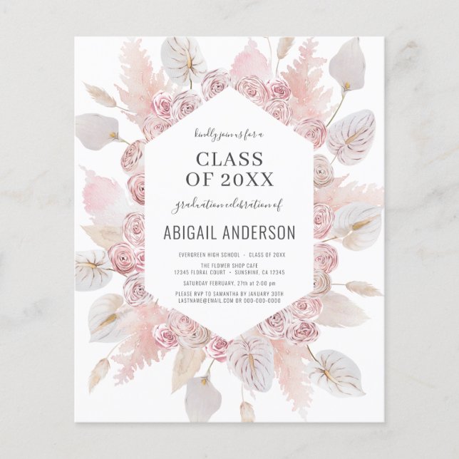 Budget Class of 2023 Boho Grad Party Invitation Flyer (Front)