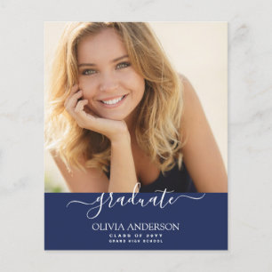 Budget Class of 2023 Navy Blue Photo Graduation Flyer