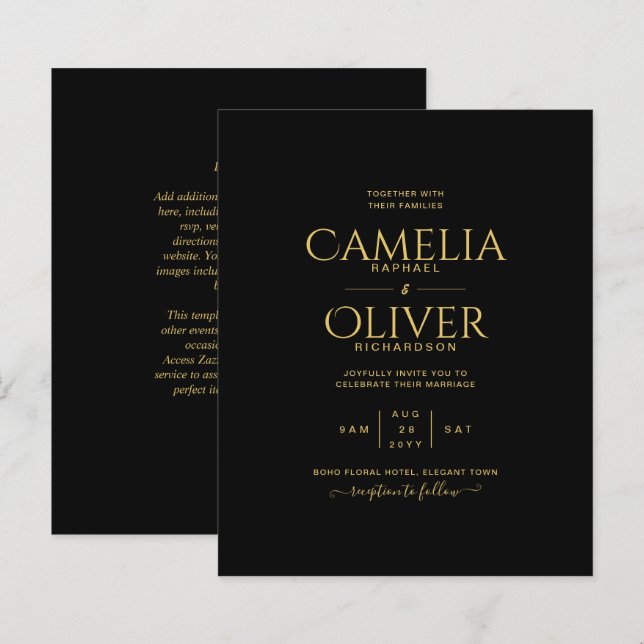 BUDGET Classic Black Gold MONOCHROME Wedding (Front/Back)