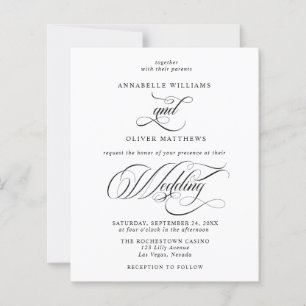 Budget Classic Black & White Wedding Invitation