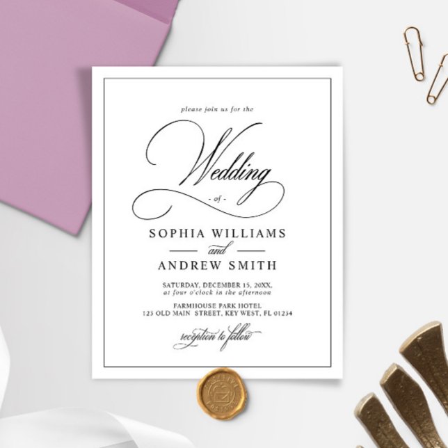 Budget Classic Black & White Wedding Invitation (Creator Uploaded)
