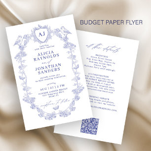 Budget classic blue all in one wedding invitation flyer