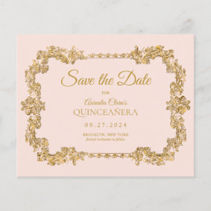 BUDGET Classic Blush Pink Gold Frame Quinceanera