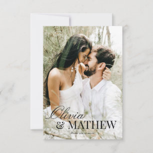 BUDGET Classic Elegant Calligraphy Photo Wedding Thank You Card