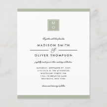 BUDGET Classic Elegant Sage Green Monogram Wedding