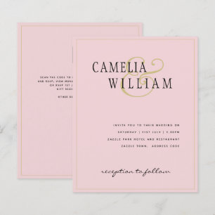 BUDGET Classic Pale Blush Pink Gold Wedding Invite