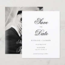 BUDGET Classic Script Photo Wedding Save the Date