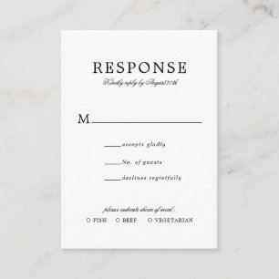 BUDGET Classic Simple Wedding Rsvp Meal Entree Enclosure Card