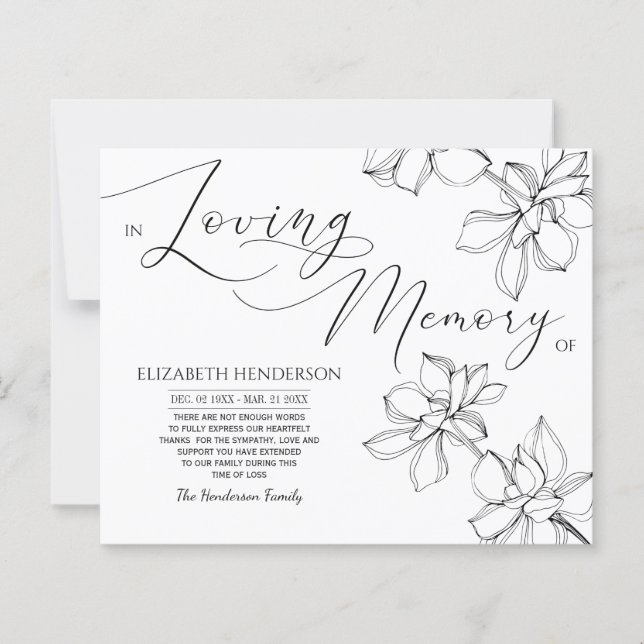 Budget Classic Sympathy Memory /Thank you. (Front)