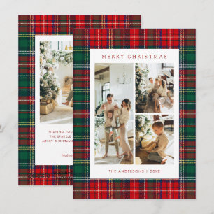 Budget Classic Tartan Plaid 4 Photo Christmas Holiday Card