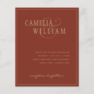 BUDGET Classic Terracotta Gold Wedding Invite Flye Flyer