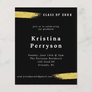 Budget Classy Black and Gold Graduation Invitation