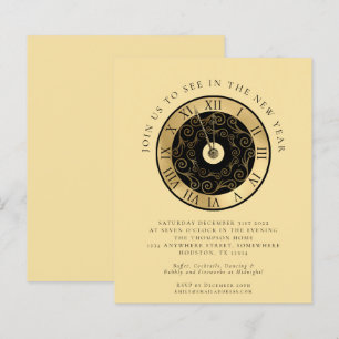 Budget Clock Gold New Years Eve Party invite
