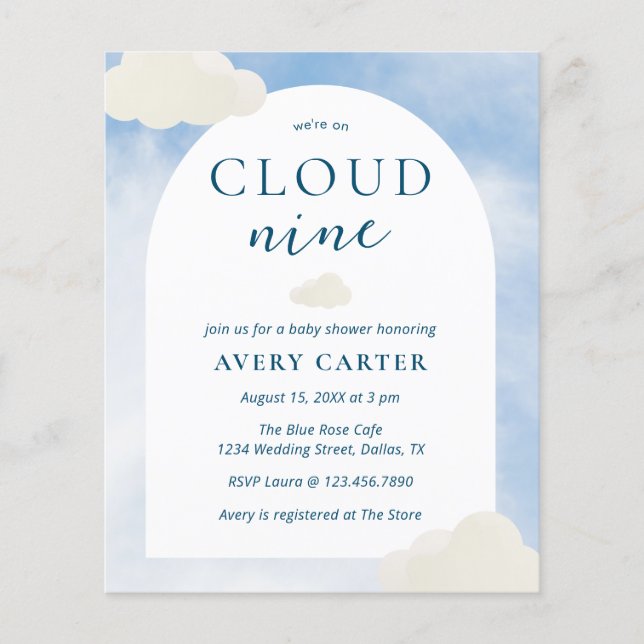 Budget Cloud 9 Baby Shower Invitations Flyer (Front)