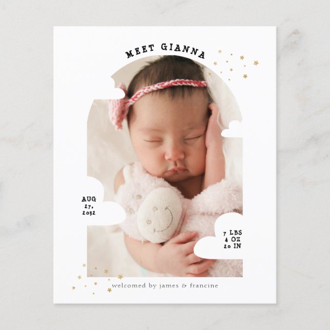 BUDGET Cloud Arch Photo Collage Thank You Birth (Front)