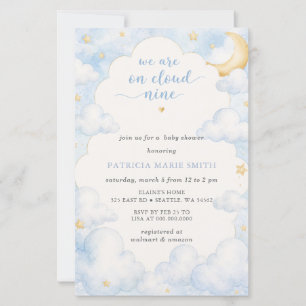 Budget Cloud Nine Baby Boy Baby Shower Invite