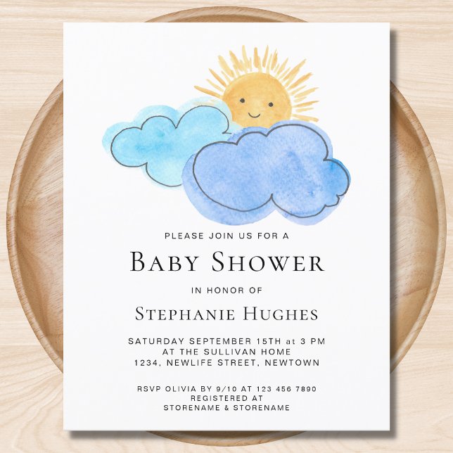 Budget Clouds Boy's Baby Shower Invitation (Creator Uploaded)