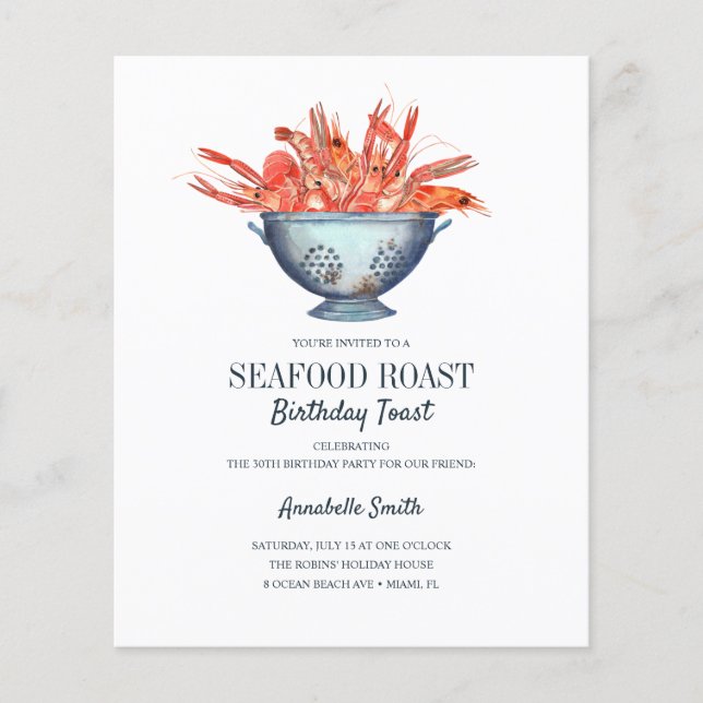 Budget Coastal SEAFOOD Roast Birthday Party (Front)