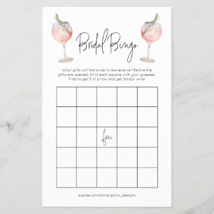 Budget Cocktail Bridal Bingo Bachelorette Game Flyer