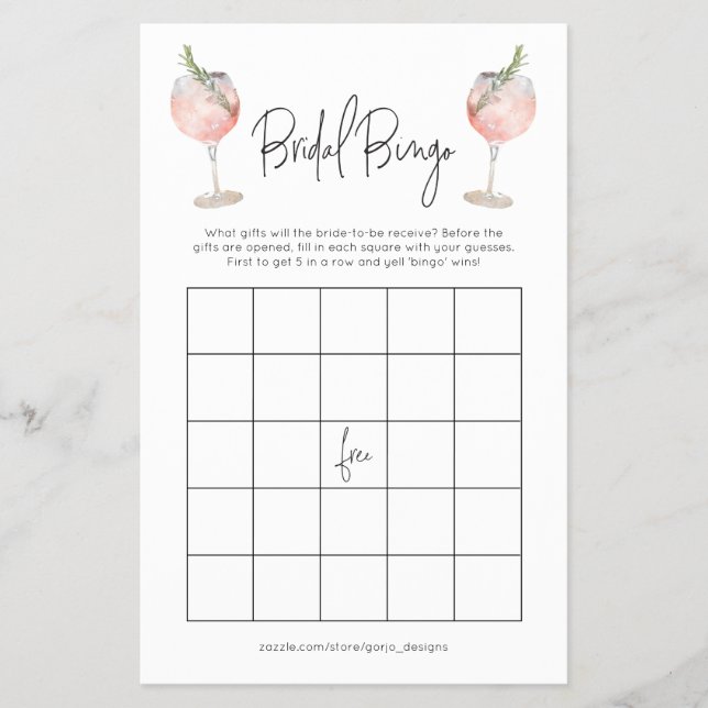Budget Cocktail Bridal Bingo Bachelorette Game Flyer (Front)