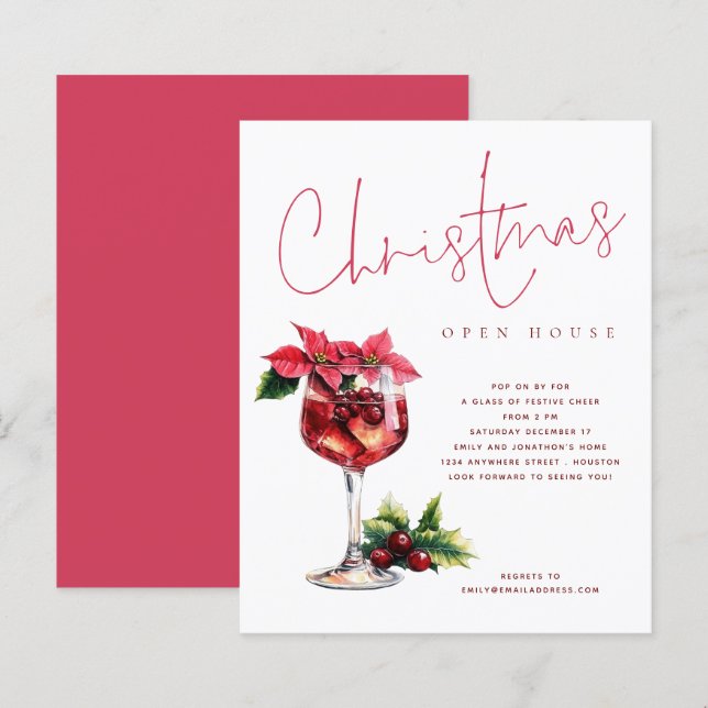 Budget Cocktail Christmas Open House Invite (Front/Back)