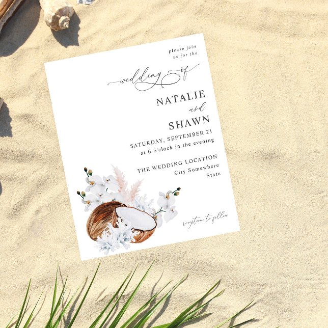 Budget Coconut Coral & White Floral Wedding  Flyer (Creator Uploaded)