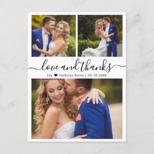 Budget Collage Love and Thanks Wedding Thank You Postcard