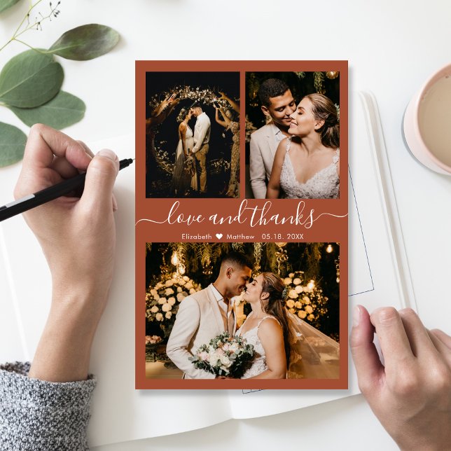 Budget Collage Terracotta Wedding Thank You Card (Creator Uploaded)