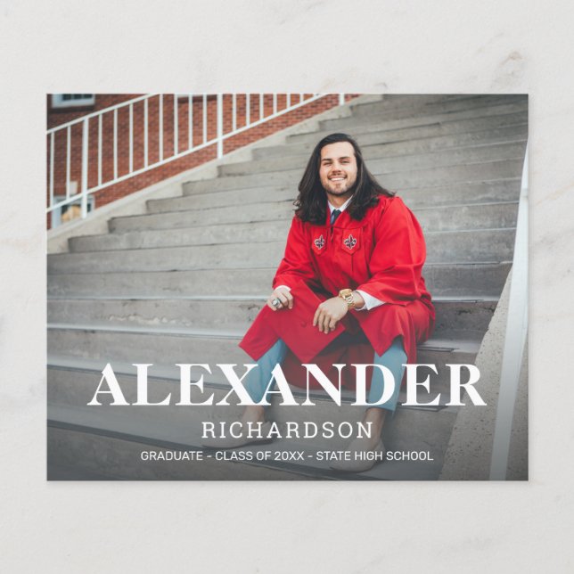 Budget Collegiate Mod Name Photo Graduation Announ Flyer (Front)