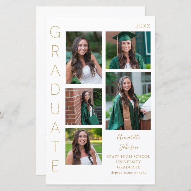 Budget Colour Glow- G & White Graduate 6 Photo MED (Front/Back)