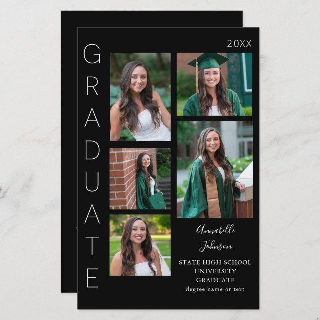 Budget Colour Glow- W & Black Graduate 6 Photo MED (Front/Back)