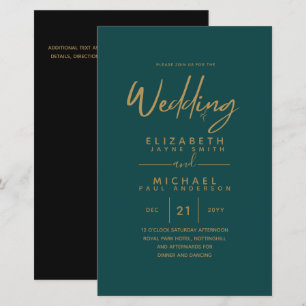 BUDGET Colour Trends GOLD Wedding Invite Modern
