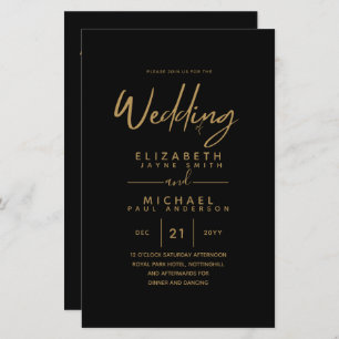BUDGET Colour Trends GOLD Wedding Invite Modern