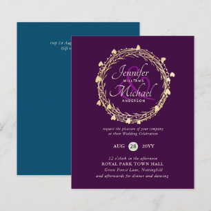 BUDGET Colour Trends Gold Wreath Wedding Invite