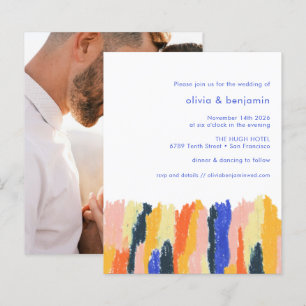 Budget Colourful Abstract Photo Wedding Invitation