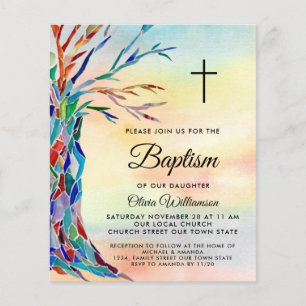 Budget Colourful Baptism Christening Invitation