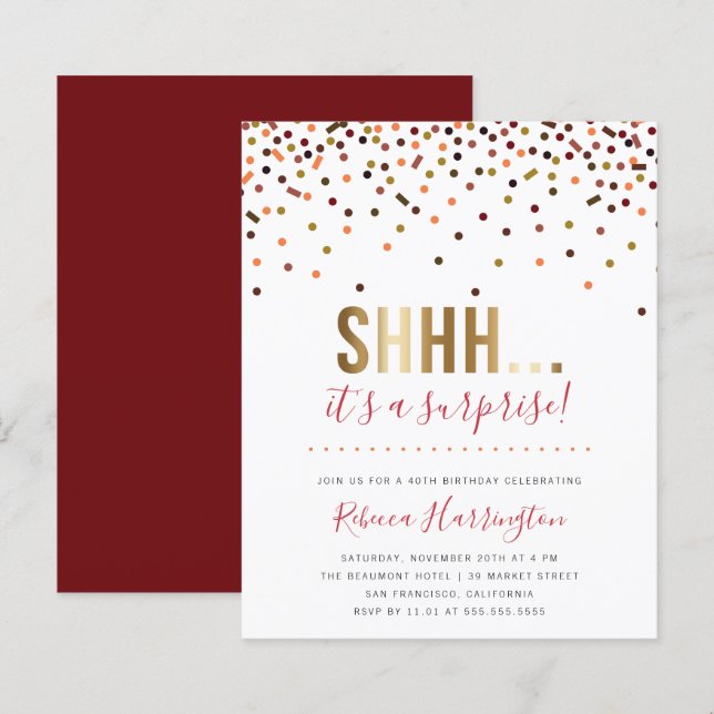 Budget Colourful Confetti It's a Surprise Party (Front/Back)