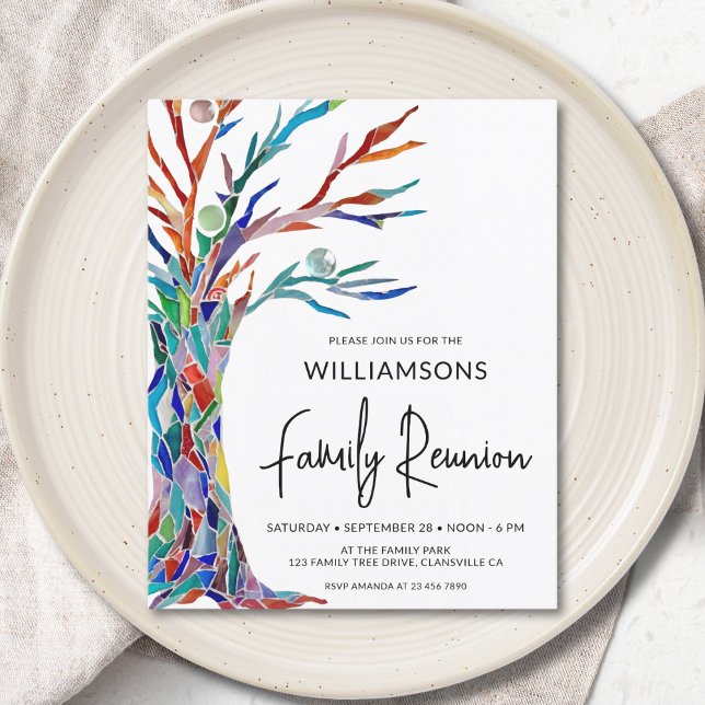 Budget Colourful Family Tree Family Reunion Invite (Creator Uploaded)